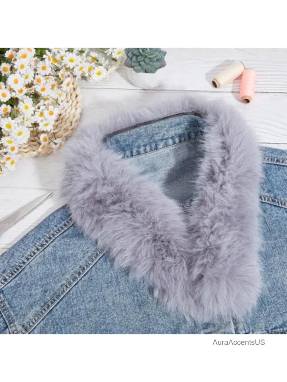 Faux Fur Collar Scarf Wrap Winter Neck Warmer Detachable Coat Jacket Hood Trim